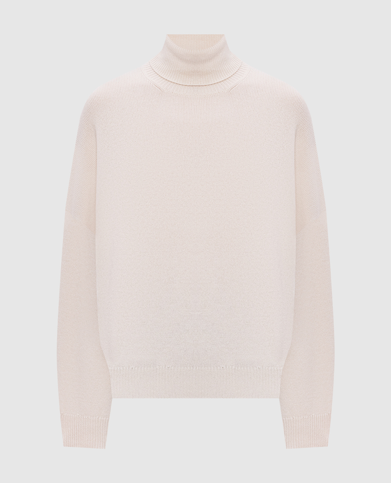 Beige cashmere sweater with monil chain