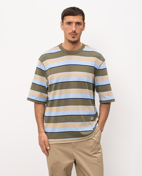 Ami Paris Striped T-shirt with logo patch UTS369JE0209