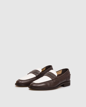 Doucal's Brown leather loafers with monil chain DD8856ALAIPY841