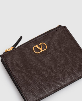 Valentino VLogo Signature Brown Leather Cardholder 9W2P0AK9SNP