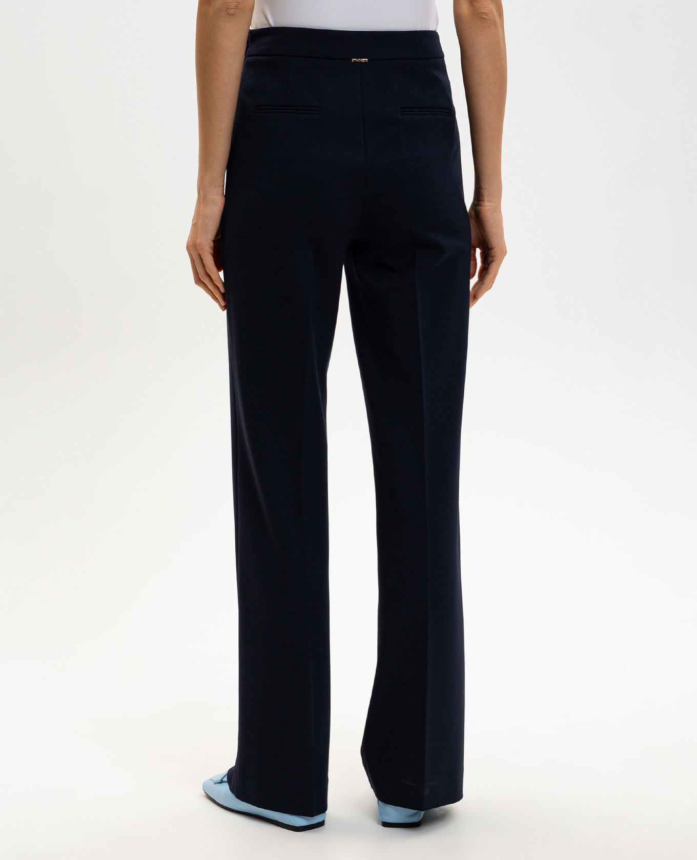 Blue flared pants with logo Twinset 4