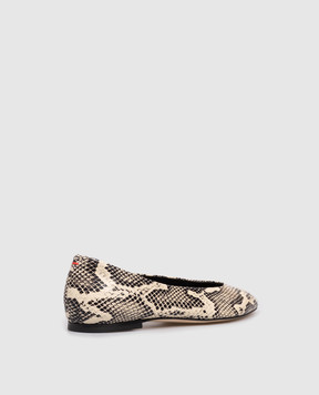 Aeyde Ellie beige leather ballet flats with python print FL0176006002225