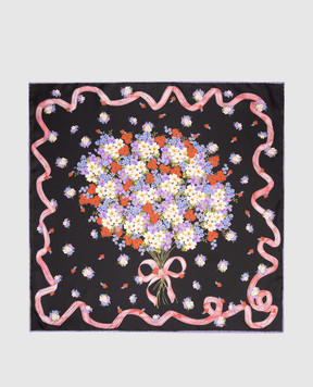 Dolce&Gabbana Black silk scarf with floral print FN092RGDDLI