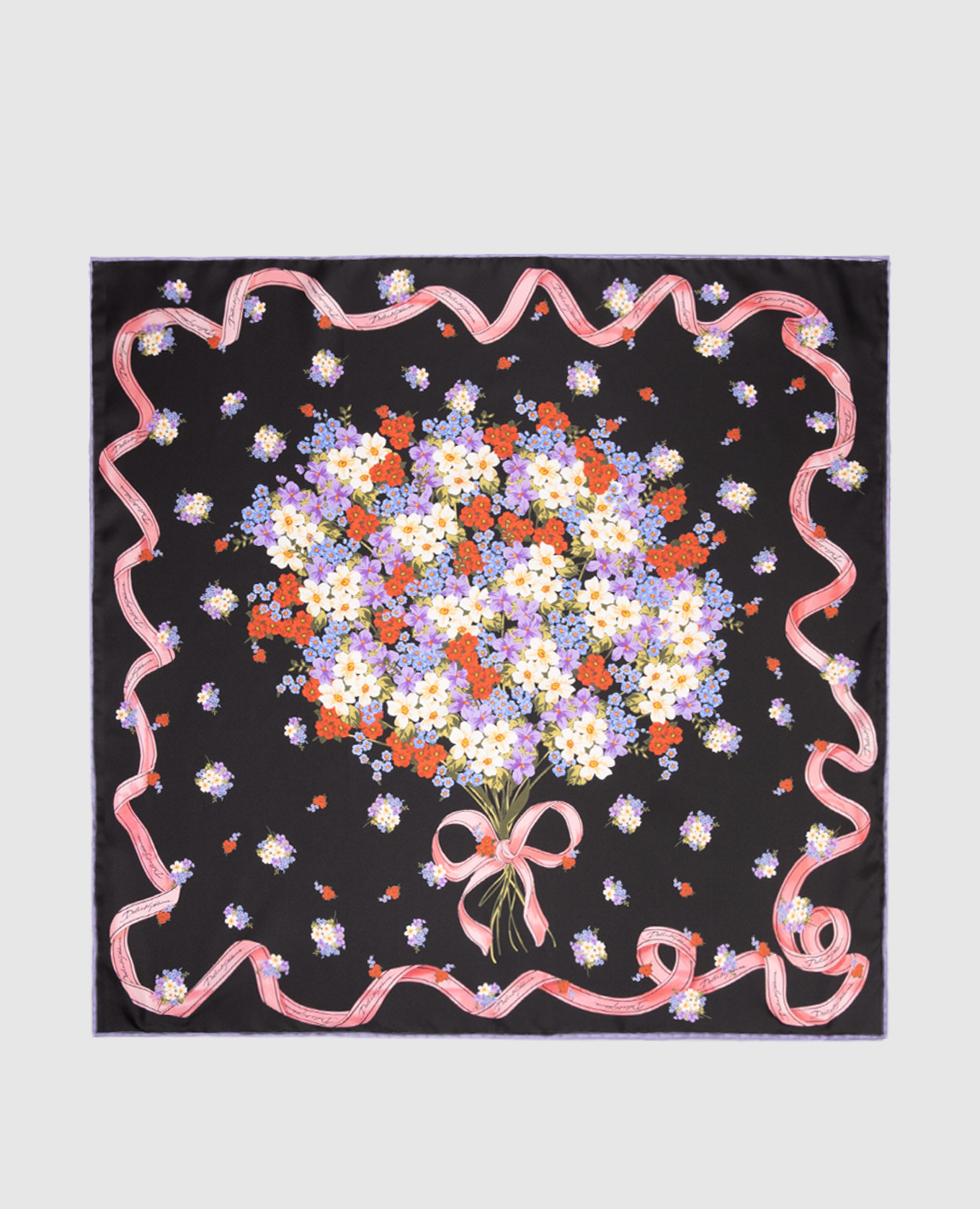 

Black silk scarf with floral print Dolce&Gabbana