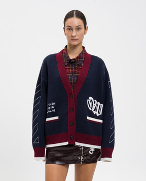 Off-White Blue wool cardigan with logo 2HB04GF25KNI001