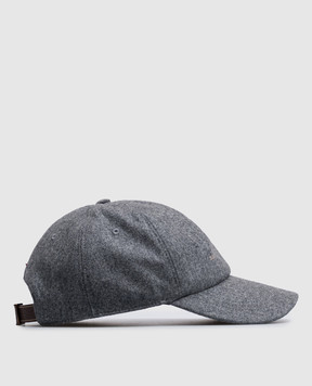 Brunello Cucinelli Gray wool cap with embroidery M038P9850