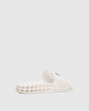 Stefano Ricci White perforated sliders with leather inserts UT50G776CS