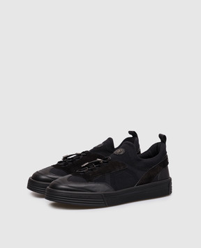 Stefano Ricci Black combination sneakers with textured logo UV23G5306TWMSDP