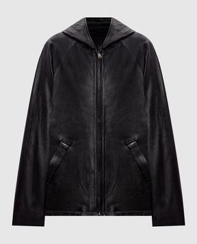 Simonetta Ravizza Black Cambridge leather jacket with hood S06JA391L16