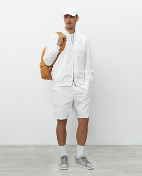 Brunello Cucinelli White shorts with logo print MB4223590T