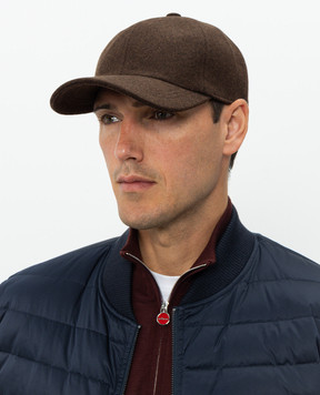 Cashmere&Whiskey Brown wool and cashmere cap 9925001