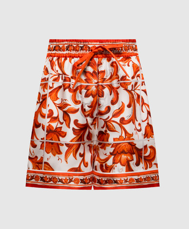 Silk shorts with branded print