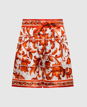Dolce&Gabbana Silk shorts with branded print FTDB8TGDDRE