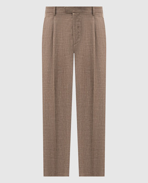Brett Johnson Brown wool, silk and linen patterned trousers SS26P25LP326MOC