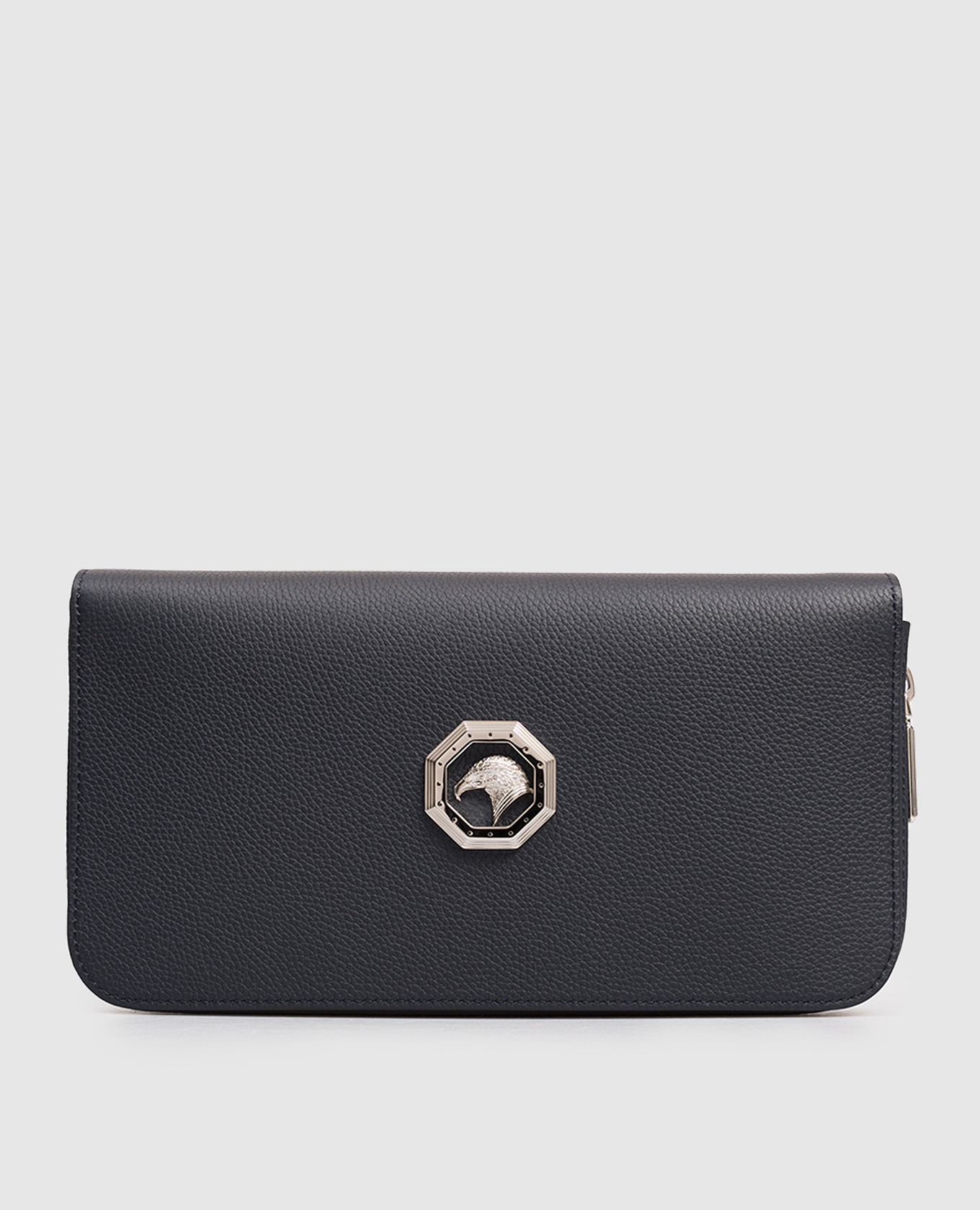 

Blue leather clutch with emblem Stefano Ricci