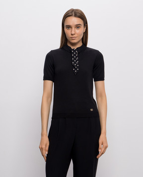 Valentino Black top with wool 9B3KC75JAF6