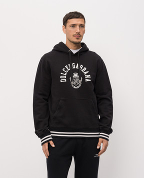 Dolce&Gabbana Black hoodie with contrast logo print G9BGPTG7POT