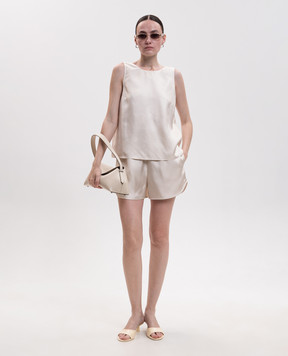 Loulou de Saison Gema beige silk top with open back GEMA