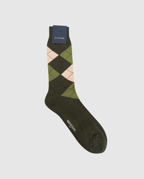 Bresciani Khaki socks with geometric pattern MC014IN0014BR