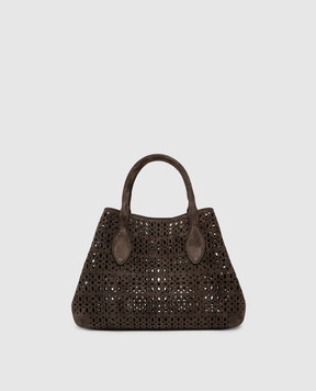 Gianni Chiarini Brown suede Mashup tote bag with logo patch BS11836CMLSR