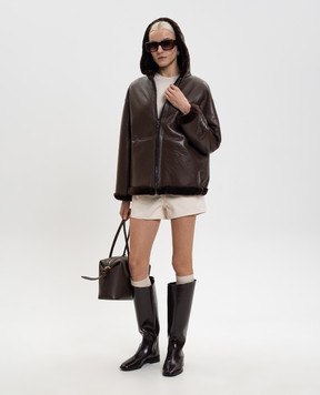 Babe Pay Pls Brown reversible sheepskin coat with hood 2536SETA