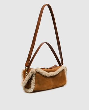 Balmain Brown suede bag with fur HN1HG066LMOS