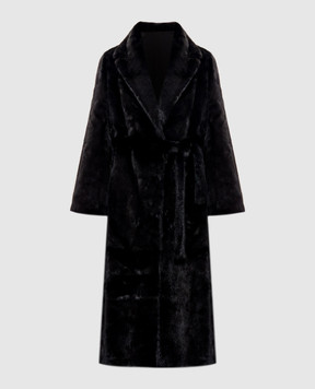 Simonetta Ravizza Black reversible fur coat Mila 125 R with mink fur F06CO209M5AR