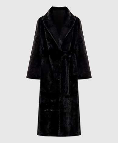 Black reversible fur coat Mila 125 R with mink fur