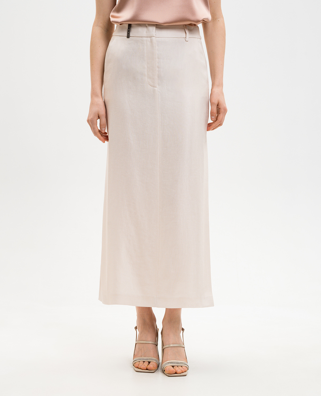 Beige midi skirt with linen Peserico 3