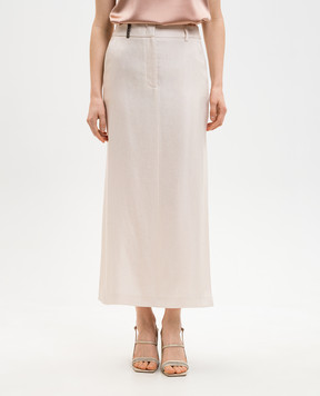 Peserico Beige midi skirt with linen P05143Z01921