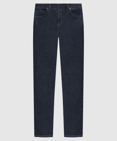 Blue jeans with logo patch