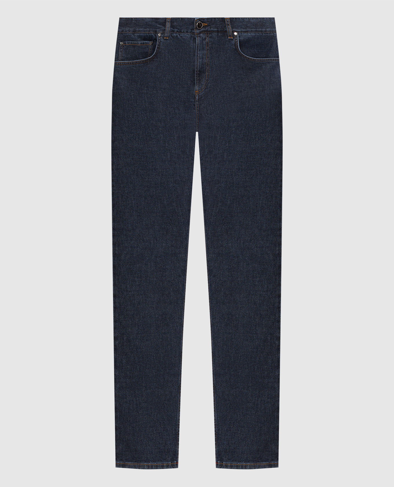 Blue jeans with logo patch