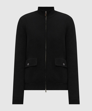 Gilet noir en laine et cachemire