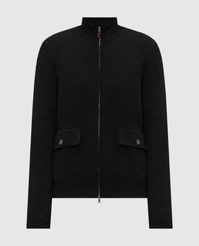 Cashmere&Whiskey Black cardigan with wool and cashmere MU10841312543R