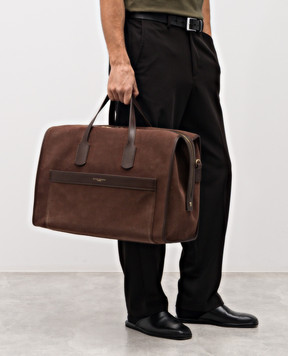Gianni Chiarini Brown suede travel bag BERLINO with logo BSN11629COMMCMPL