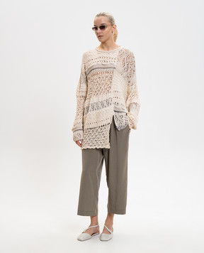 Y`S Yamamoto Beige openwork sweater YQK08682