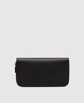 Stefano Ricci Black leather clutch wallet with metal emblem PP312GUVD
