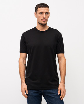 Dolce&Gabbana Black straight-cut T-shirt with logo patch G8JX7TFU7EQ