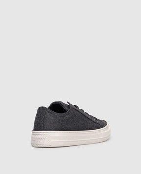 Brunello Cucinelli Gray wool sneakers with a monil chain MZ26G3094