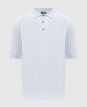 Peserico Blue ribbed cotton polo shirt R59490F189173R