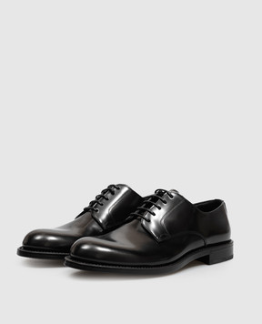 Dolce&Gabbana Black leather glossy derby shoes A10879A1203