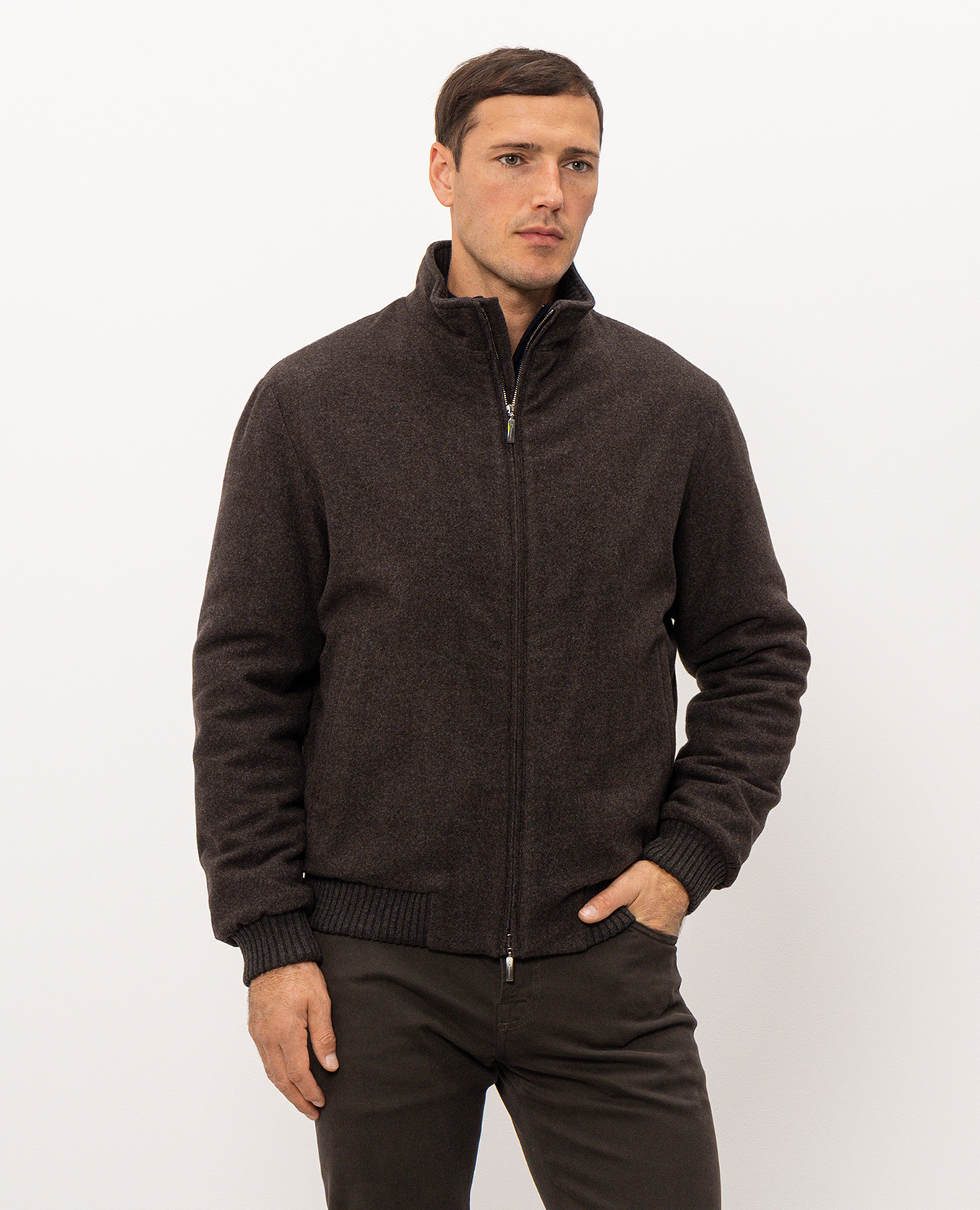 Brown wool jacket Doriani Cashmere 3
