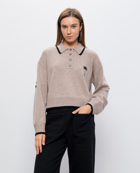 Palm Angels Beige wool and cashmere polo shirt PAWH1001KN001
