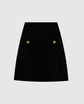 Balmain Black skirt with woven stripe pattern HF1LBB53KK10