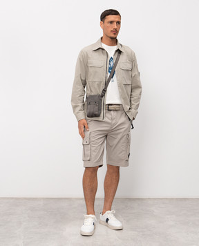 C.P. Company Grey cargo shorts with logo patch MBE245A110340O