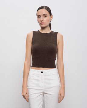 Peserico Brown top with wool and silk S98112F1209095