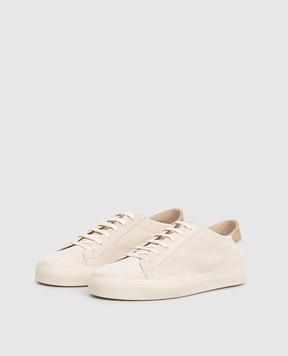 Brunello Cucinelli Beige suede sneakers with logo print MZUCHHP330