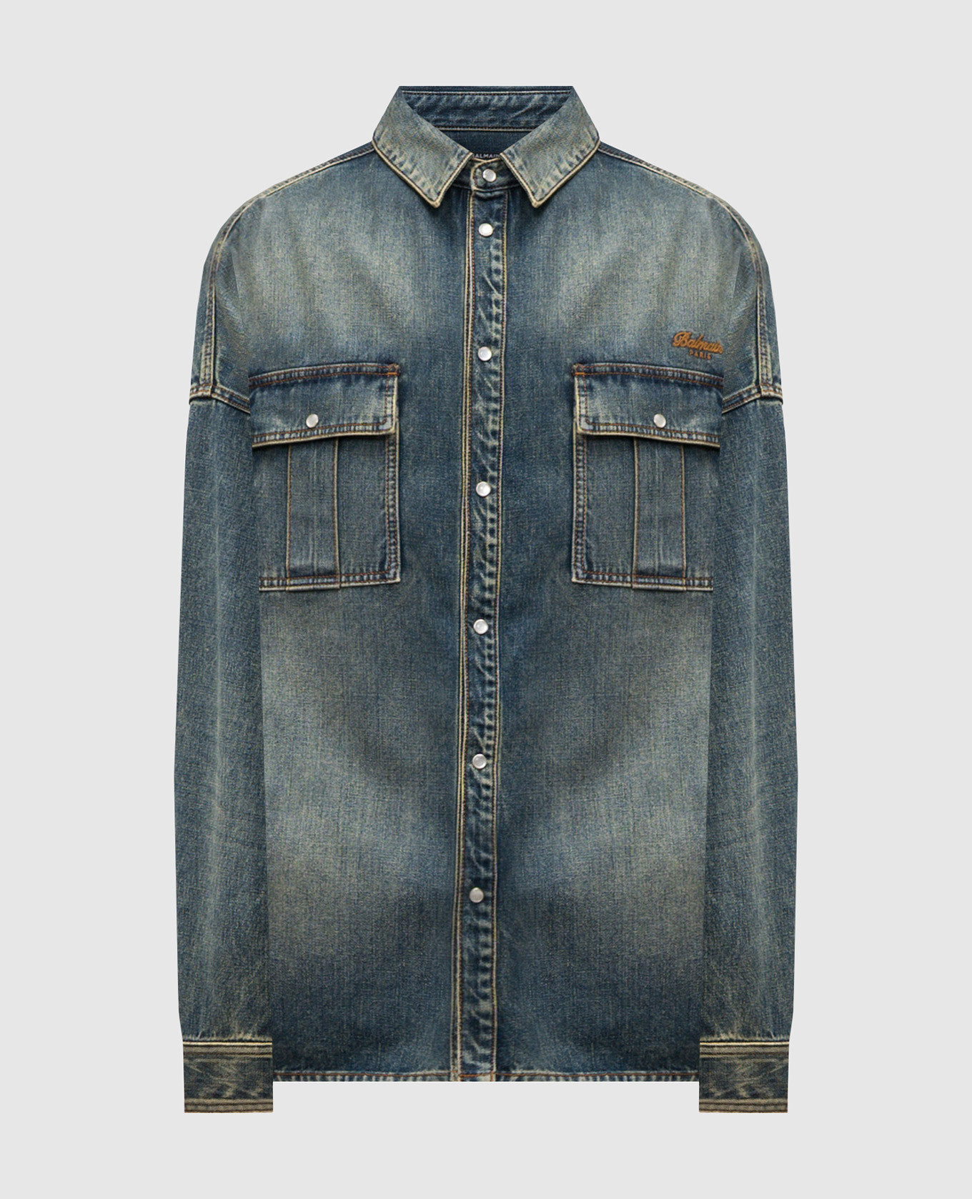 

Blue denim shirt with logo Balmain