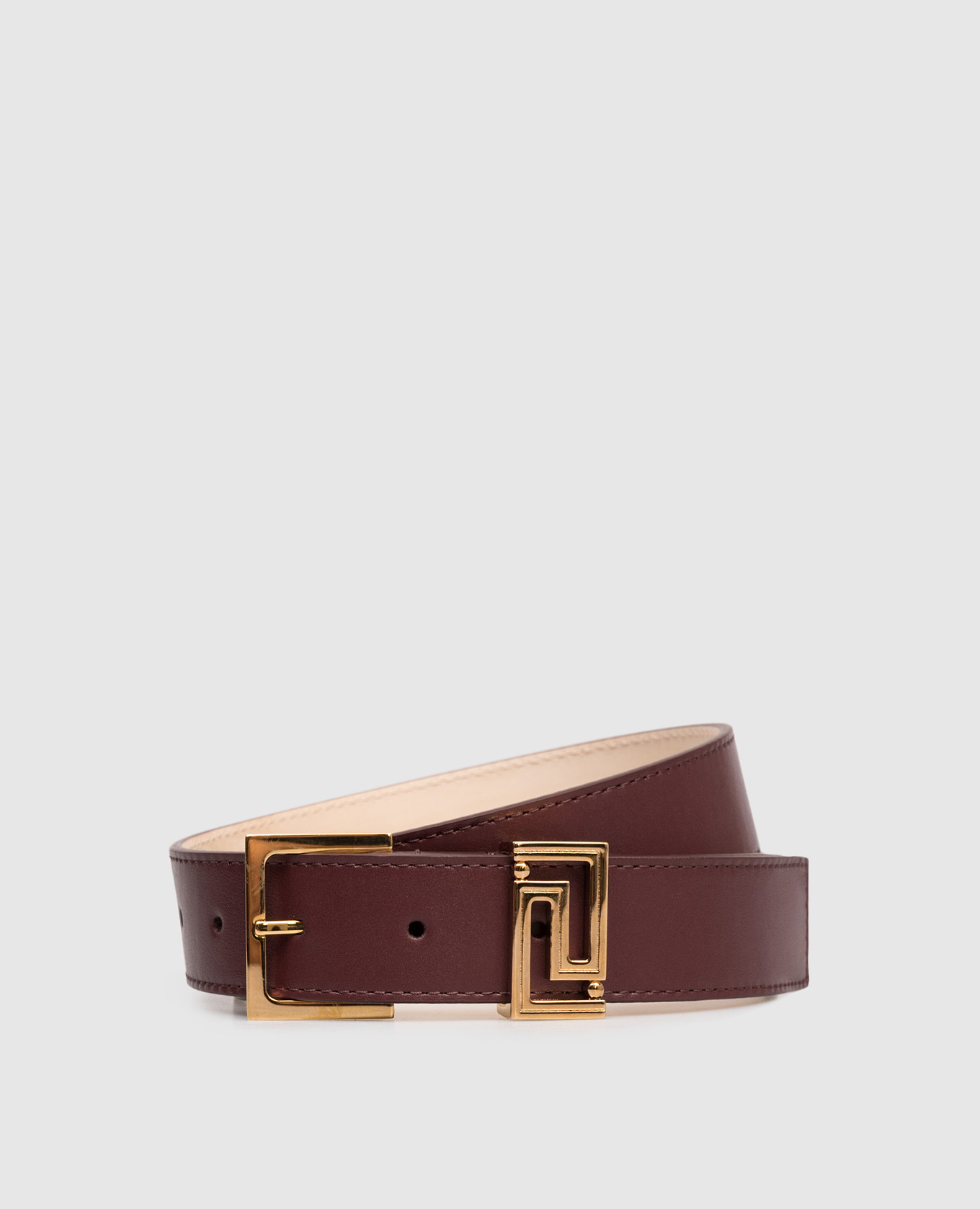 

Greca Goddess burgundy leather belt Versace