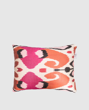 Les Ottomans Pink printed silk decorative pillow V30840X50D